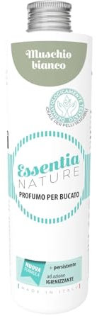 ESSENTIA Profumo per Bucato con Igienizzante, Essenza Profuma Bucato, Profumatore Bucato per Lavatrice con Estratti di Oli Essenziali Naturali (Muschio Bianco, 500 ml, confezione da 1)