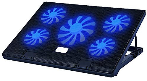 Jia Hu 1Pc Laptop Cooler Cooling Pad 5 Fans Portable USB Powered Up to 17 Inch Notebook Cooler