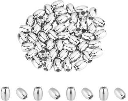 UNICRAFTALE Ca 50 Stk Säule Spacer Perlen 2.5mm Loch Edelstahl Perlen 6mm Lange Metall Perlen Rohrperlen Säule Zwischenperlen Armbänder Perlen Für DIY Armbänder Halsketten Schmuckherstellung