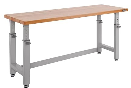 Seville Classics UltraHD Heavy Duty Workbench Table w/Solid Wood Top, 1000 lbs. Weight Capacity Workstation for Garage, Warehouse, Workshop, Granite, 72 W x 25 D x 28.5 to 42 H Desktop