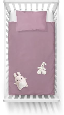 Adam Home 100% Cotton Toddlers Bedding Set Duvet Quilt Cover With Pillowcase Nursery Cot Baby Bed Linen For Boys & Girls |Lilac