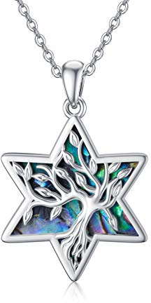 ONEFINITY Tree of Life Necklace 925 Sterling Silver Abalone Shell Star of David Pendant Necklace for Women Jewelry