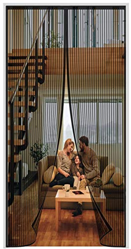 Magnetic Fly Screen Door Insect Mosquito Door Screen,165x210cm (64.96x82.67in) Magnetic Top-to-Bottom Seal Snaps Shuts Automatically, for Anti Mosquito or Anti Pest Magnetic Soft Door-Black