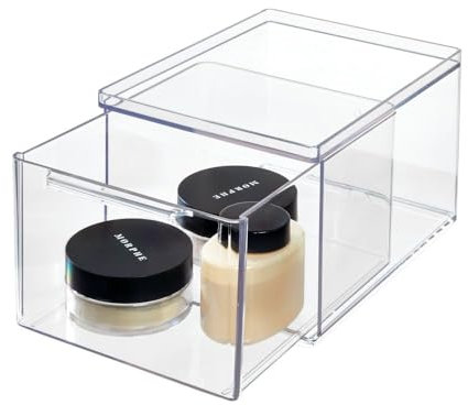 iDesign The Home Edit Organizer alto con cassetto estraibile in plastica riciclata trasparente