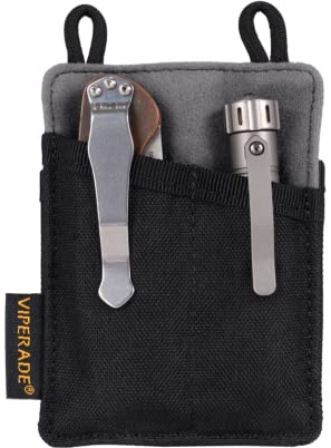 VIPERADE Slim EDC Pouch, Mini Pocket Organizer for Men, EDC Belt Organizer for Knife/Flashlight/Pen/Pry Bar/Mini Tools/Pocket Notebook (Small-Black)