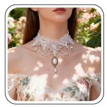 Sttiafay Weiße Spitze Choker Halskette Für Braut Hochzeit Einfacher Edelstein Anhänger Schlüsselbein Kette Halskette Klassiker Spitze Tattoo Choker Kragen Für Frauen