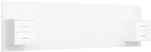 vidaXL Cabecero de Cama con mesitas Madera contrachapada Blanco