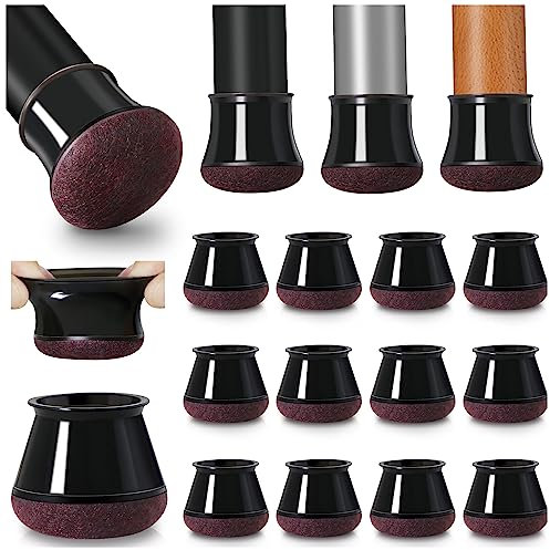 20 Stück Schutzkappen Für Stuhlbeine mit Filz, Gummi stuhlbeinkappen, Filzauflage, Möbelmatte Für Hartholzböden, Rund Schwarz Bodenschoner für Stuhlbeine, Durchmesser 30-40mm