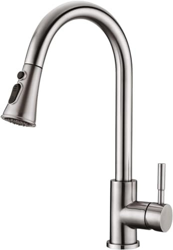 UCMDA Robinet Cuisine avec Douchette Extensible Mitigeur Cuisine en Acier Inoxydable Robinet Douchette Cuisines de Rotatif à 360°, Robinets Evier de Cuisines, 3 Modes de Réglage du Débit D'eau