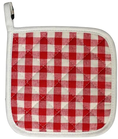 AMRAMI Presina in cotone resistente al calore, sottopentola lavabile a quadretti (singolo (1), a quadretti rosso/bianco)