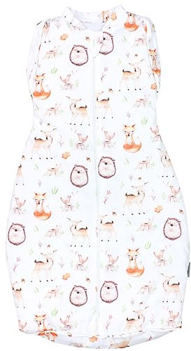 TupTam Baby Pucksack OEKO- TEX zertifizierte Materialien Swaddle Bag Wattiert Babyschlafsack 2.5 TOG unisex, Farbe: Wattiert 2.5 TOG/Waldtiere Igel Rehe, Größe: 0-3 Monate