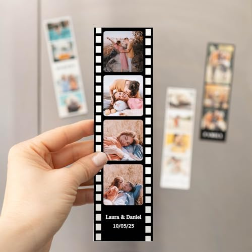 Wanapix | Magnetische Fotostreifen | Filmstreifen Deko Foto | Originelles Lesezeichen | Flexibler Magnet | 5,5 cm x 20 cm | Originelles Geschenk Geburtstag/Liebhaber