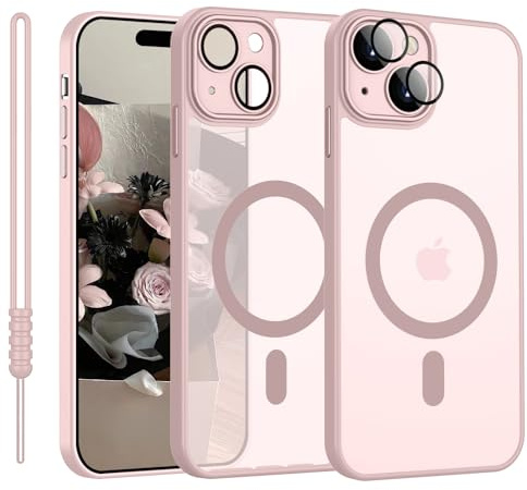 YUANDMI iPhone 14 Plus Hülle mit MagSafe, Hanyhülle iPhone 14 Plus Magnetisch Leicht Dünn Matte Touch Kameraschutz, Kratzfeste Anti-Gelb rutschfest Kratzfest Schutz Stoßfest Hülle iPhone 14 Plus Rosa