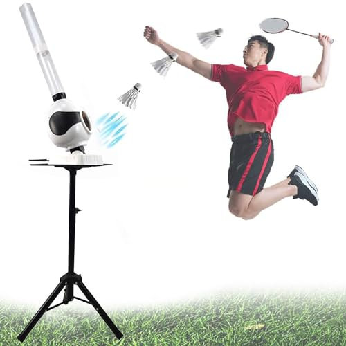 Qiang Badminton-Serviermaschine,Automatisches Badminton-Trainingsgerät Mit Fernbedienung,Einstellbarem Winkel,Horizontaler Schwankung,Fixpunkt-Aufschlag,Für Outdoor-Sportarten Von Teenagern