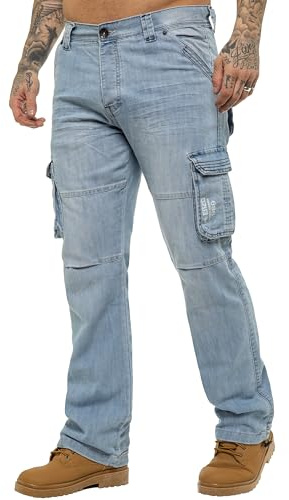Pantalon Cargo Jeans Coupe Classique Coton Homme avec 6 Poches
