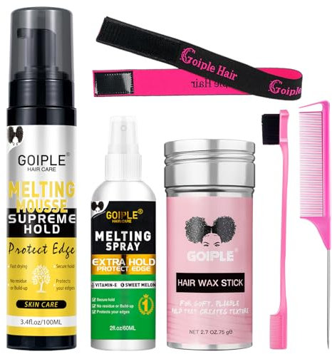 Lace Melting Spray Lace Melt Mousse et de Maintien de la Dentelle, Adhésif pour Cheveux Sans Colle pour Perruques, Spray de Fusion de Dentelle pour Cheveux de Perruque, Kit D'Installation de Perruque