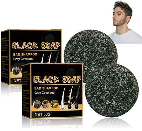 Anti-Grey Bar, Hair Darkening Shampoo Bar, Grey Hair Reverse Bar, Charcoal Shampoo Bar for Gray Hair, Natural Grey Gloss Soap, Pack of 2
