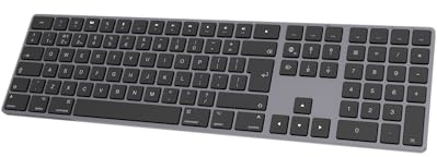 B.FRIENDIT Clavier Bluetooth sans fil en aluminium pour Mac, touches discrètes et silencieuses pour multi-appareils, compatible avec Apple iMac, MacBook, Mac et iPad, batterie rechargeable, gris