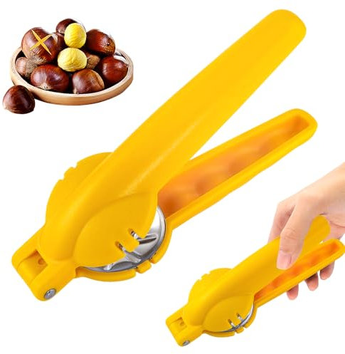 EclipseGuard Kastanien Clip, Maronizange, Walnüsse Nußknacker, Edelstahl Maronen Schneider, Kastanienöffner, Küchengeräte Trockenobst Öffner für für Walnüsse, Kastanien, Nüsse (Gelb)