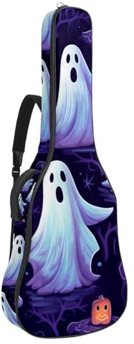 Bassgitarrentasche mit Halloween Gruseliger Boo Print 59, Akustikgitarrentasche 101,6 cm (40 Zoll) E-Gitarrenkoffer, wasserdichte Oxford E-Gitarre Gigbag für akustische klassische Gitarre, Ukulele,