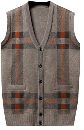 SRZYMJ Lange Graue Strickjacke Pullover Strickpullover Unterhemd Unterhemd Hoodies Pärchen Pullover Schwarz Kaffee Angelweste Für Herren Pullunder V-Ausschnitt Strickweste Pullover Business Herren M