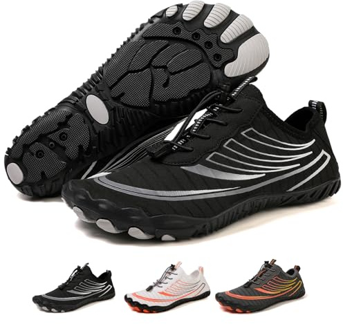 Acfoda Barefoot Scarpe da Immersione Uomo Donna Scarpette da Surf Asciugatura Rapida Traspirante Spiaggia Fitness Scarpe Nero 38