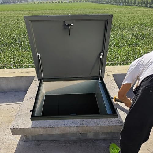 KLYDBMYT Dachzugangsluke für Gebäude für Wartung, Reparaturen und Installationen, Regenschutz für Dachfenster, robuste, wetterfeste Sicherheitstür, Dachluke aus verzinktem Stahl, 80 x 80 cm