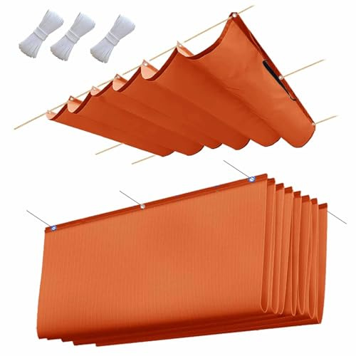 Voile d'ombrage rétractable - 200 x 350 cm (l x L) - Réglable - Protection solaire - Imperméable - Pergola d'extérieur - Résistant aux UV - Utilisable sur terrasse, jardin - Couleur orange