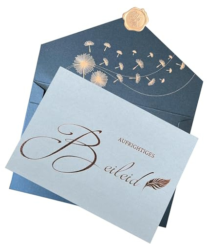 Plantvibes Aufrightiges Beileid Trauerkarten mit Umschlag und Vintage-Siegel - Beileidskarten Hochwertig - Trauerkarte Besonders - Kondolenzkarte