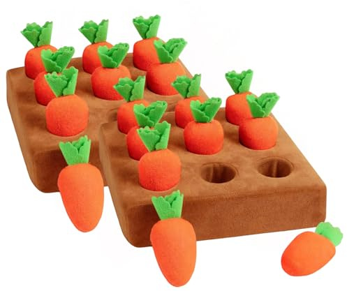 Schnüffelspiele Hund, Haustiere Karotten Puzzle Spielzeug Hund Aktivitätsmatte Mit 9 Stück Karotte,Interaktives Spielzeug Plüsch Karotte Schnüffelteppich Hundespielzeug,Stimulation Ihres Hundes (2PCS)