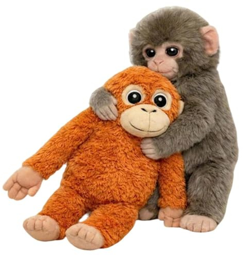 Punch Monkey Plüschtier, 25CM AFFE Kuscheltier, Orang-Utan-Plüschtier mit Baby Äffchen, Gorilla-Tag-Kuscheltier, waschbar und sicher für Kinder, realistisches, weiches Kuscheltier
