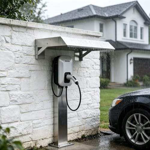Universal Utomhus EV laddare täcka,Väderbeständig Elbil Laddningsstation Protector Tak, Hölje För Elektrisk Utrustning Magnetisk Skyddslåda,Metall Socket dörrklocka Lock Sköld