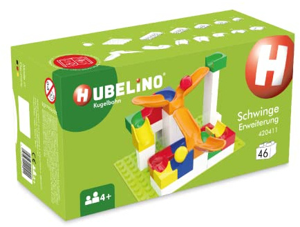 Hubelino #420411 Schwinge Erweiterung (46-teilig) für Kugelbahn, kompatibel mit großen Bausteinen Anderer Hersteller, Made in Germany