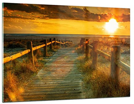Decoracion Salon Pasarela playa vacaciones sol Vidrios decorativos 120x80cm Cuadro Sobre Vidrio Moderno Cocina Cuadros Pared Impresiones Impresión en Cristal Wall Art Prints Grande XXL GAA120x80-2786
