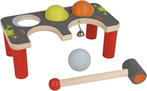 Selecta 62060 Klopf-Krocket, Klopfbank aus Holz, bunt, 22 cm