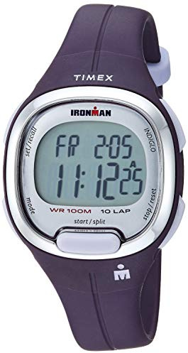 Timex Women's Ironman Triathlon Transit 33mm Resin Strap Watch – Silver-Tone Top-Ring & Purple Resin Strap