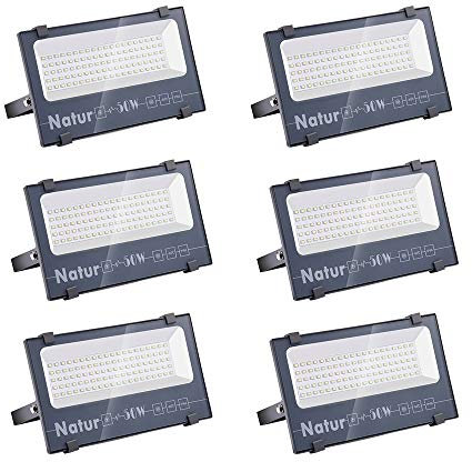 bapro 6pack 50W Focos LED Exterior, Proyector LED Exterior Impermeable IP66 5000LM Blanco Frío 6000K Angulo 120º Iluminacion Focos LED Exterior Alto Brillo para Jardín, Garaje, Fábrica, Almacén