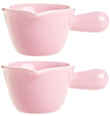Sauce Boat 2pcs Gravy Boat with Handle Small Ceramic Milk Sauce Dish Ceramic Saucer Sauceboat for Family Party Commercial Use Gravy Sauce Boat (Color : Pink)