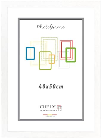 CHELY INTERMARKET MOD272 Marco Fotos Grande 40x50cm Galería Decorativo Color Blanco Estilo Moderno Clásico Madera Moldura Relieve Cuadro Horizontal Vertical Poster Diploma Pared Estético