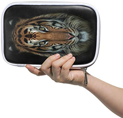 RXYY Federmäppchen Aquarell Tier Tiger Schwarz, Halter Mäppchen Reißverschluss Schreibwaren Reise Beutel Bürste Kosmetik Stifttasche für Schule Mädchen Jungs