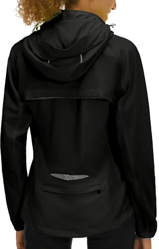 Little Donkey Andy Women's Lightweight Waterproof Cycling Jacket with Removable Sleeves & Hood for Biking Running Golf Black M