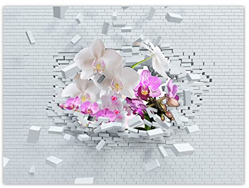 WTD H7812M_NS1AS Stickers muraux Motif orchidée sur un mur 135 x 100 cm