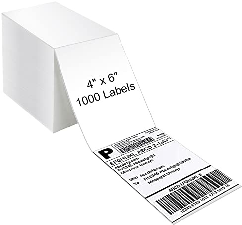 GOYADA 1000 Pack 4x6 Thermal Labels, Direct Thermal Shipping Labels for Thermal Label Printer, Fanfold Thermal Labels Compatible with Etsy, Shopify, Ebay, Amazon, Royal Mail, FedEx, UPS