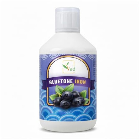 Liquid Iron Supplement - Bluetone, Suitable for Vegans and Vegetarians, Iron Supplement, Natural Iron in Mixed Fruit Flavor - 500 ml, 15 ml dose per Day, 33 doses