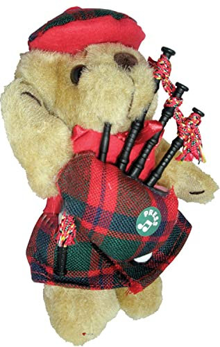 I LUV LTD Musikfigur Teddybär, Schottisches Geschenk für Macintosh Tartan Clan, Hergestellt in Schottland