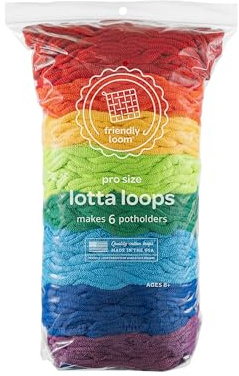 Friendly Loom Quality Cotton Weaving Loops in Rainbow Colors – 10” PRO Size | Weave 6 Functional Potholders | Made in the USA