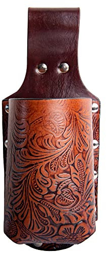 Hulara Porta birra in pelle pieno fiore fondina per bottiglia di birra fondina per uomo cowboy per viaggio/all'aperto porta bottiglia di birra fibbia da cintura