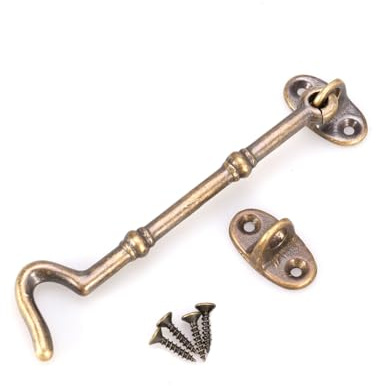 DOITOOL Vintage Kabinenhaken Aus Massivem Poliertem Messing 12.00Cm Mit Schrauben Fensterhaken Für Schrank Türen Scheunen Und Garten