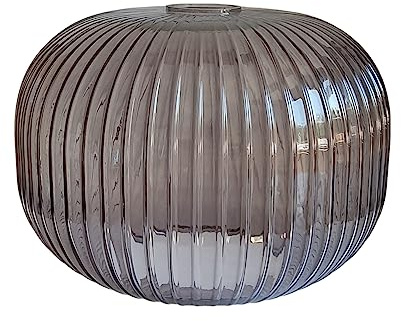 Lampenschirm E27 u.a. für Led Glas, Ersatzglas, Schirm, Ersatzschirm, Lampenglas für Pendellampe, Tischlampe, Fluter, Bogenleuchte Rauchglas Ø25 cm Lampenglas Höhe 20 cm