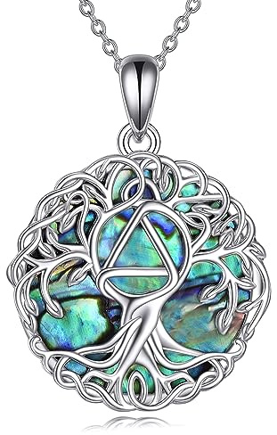 YFN Collar de plata de ley con colgante de árbol de la vida celta, regalo para mujeres, hombres y niñas, Plata esterlina, No es una piedra preciosa, Sobriedad